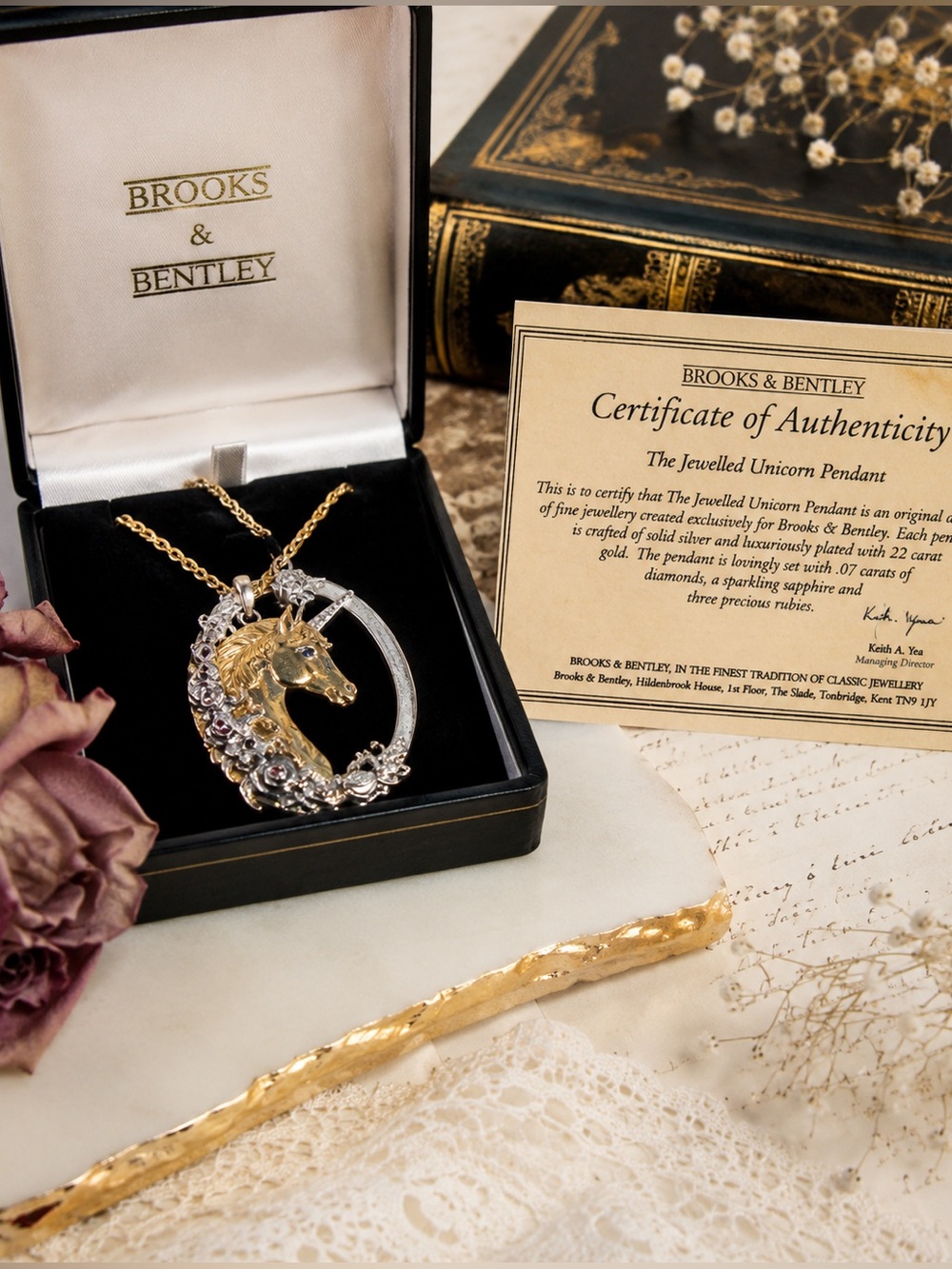 Brooks & Bentley “The Jewelled Unicorn Pendant” Necklace 🦄